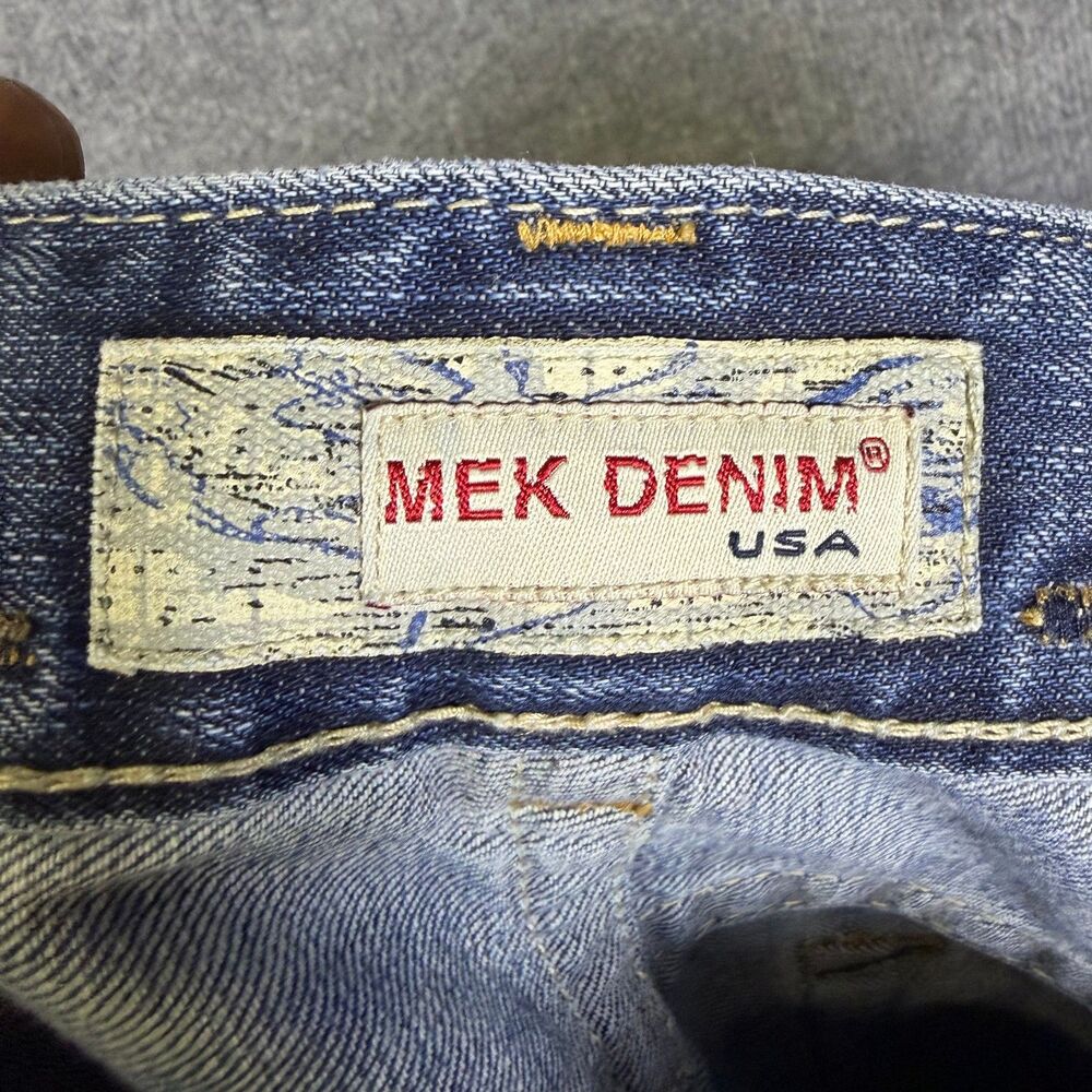 MEK Denim Mens Henderson Jeans 31x32 Straight Leg Medium Wash Button Fly - Picture 3 of 16